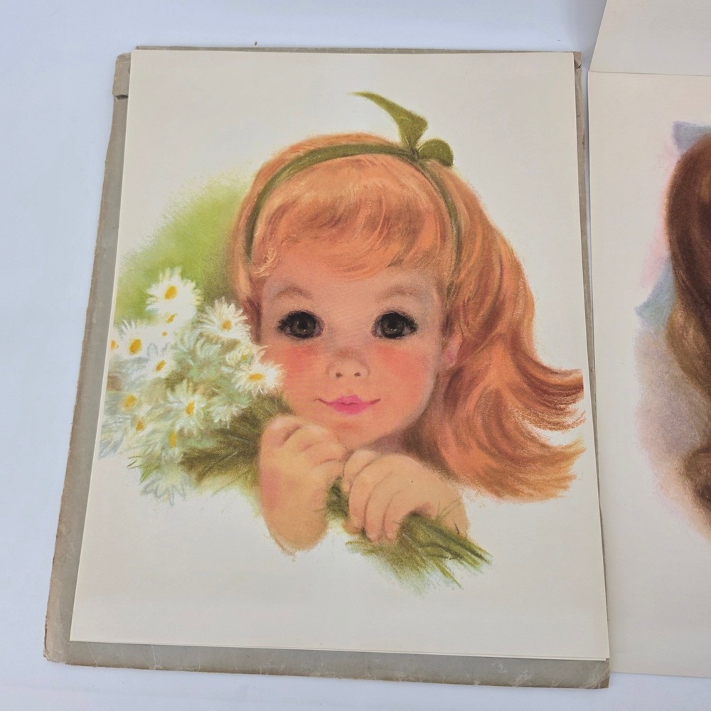 Vintage Big Eye Children Art Prints Set of 5 Northern Paper Mills 1960s MCM - Picture 4 of 9